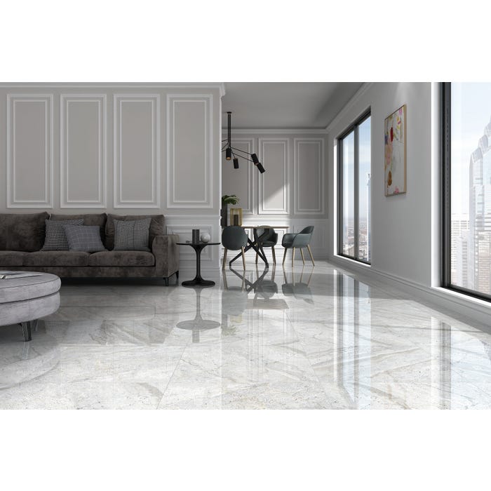 Carrelage intérieur sol et mur beige effet marbre l.60 x L.60 cm Aurora 0