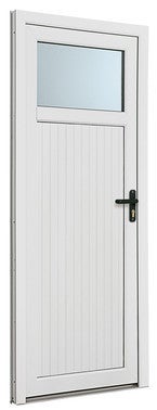 porte de service pvc 1 4 vitree poussant droit h 200 x l 80 cm bricoman