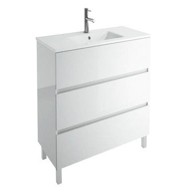 Meuble Salle De Bain Avec Tiroirs Blanc L 79 X H 81 X P 45 Cm Ready Bricoman