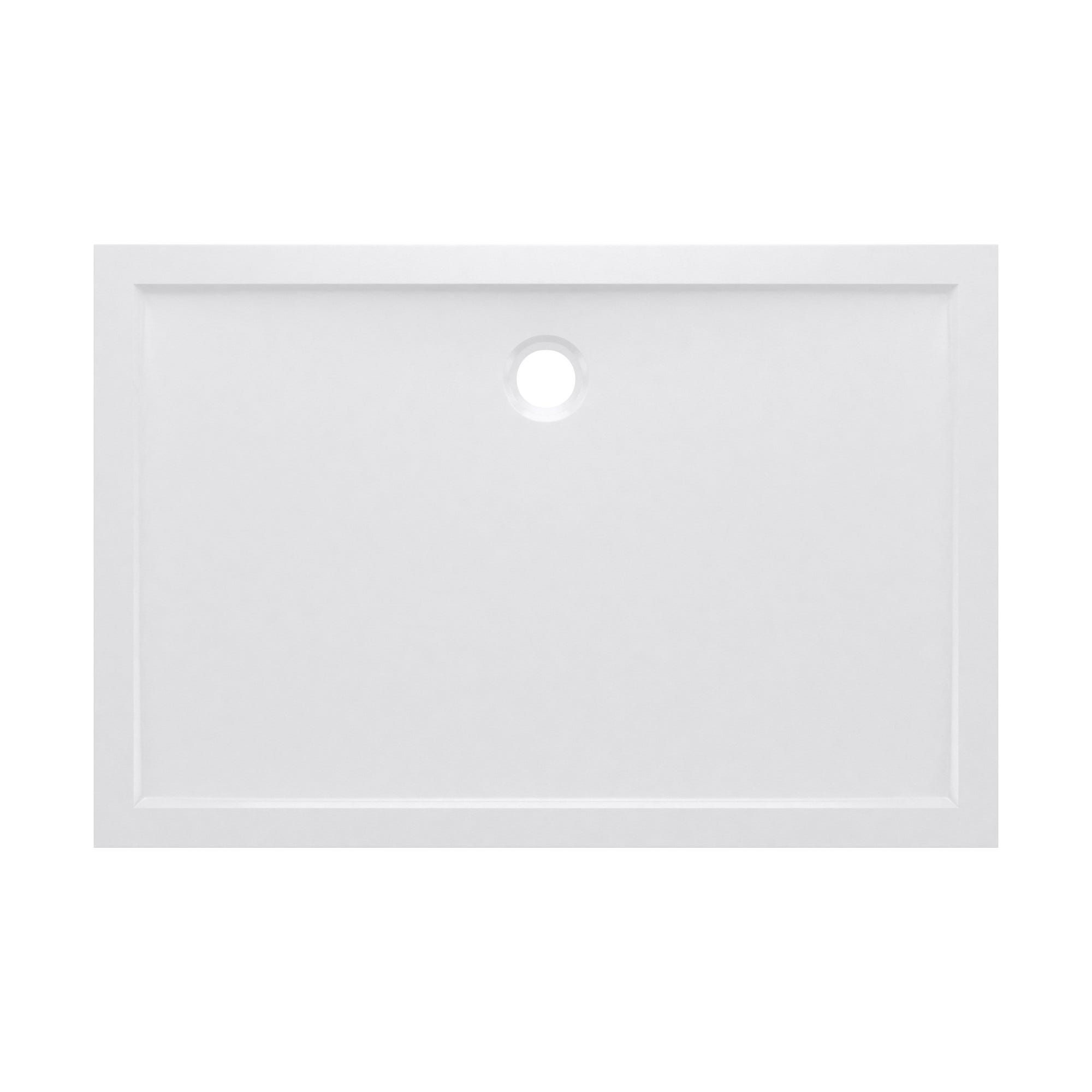 Receveur à poser ou à encastrer écoulement décentré en acrylique blanc l.120 x L.80 cm 0