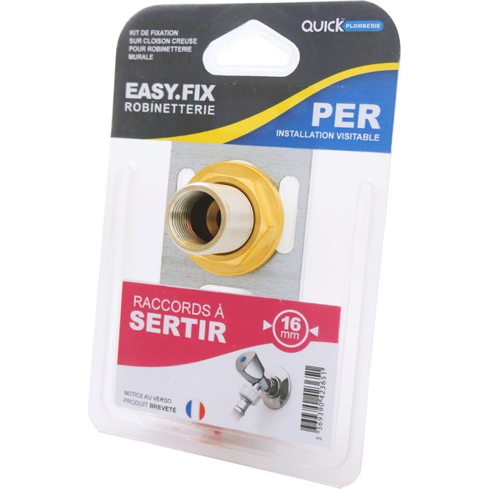 Kit de fixation robinetterie simple pour installation en PER à sertir Diam.20 mm Easy Fix 1