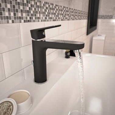 Mitigeur de lavabo bec médium noir et chromé Tyria - IDEAL STANDARD 1
