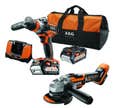 PACK 2 OUTILS SANS FIL 18V BRUSHLESS AEG 2 BATTERIES 5AH + PERCEUSE VISSEUSE PERCUSSION + MEULEUSE JP18A2LI-502B