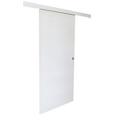 Rail pour porte coulissante Larg.83 cm en applique aluminium blanc avec porte , habillage et amortisseur 5