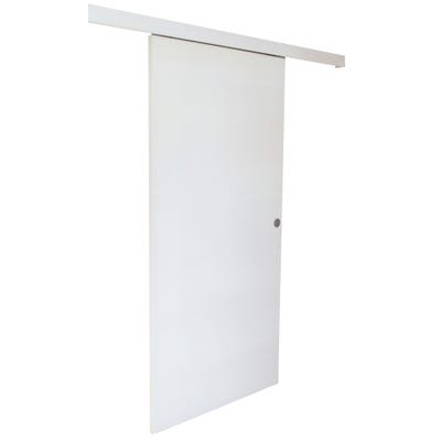 Rail pour porte coulissante Larg.83 cm en applique aluminium blanc avec porte , habillage et amortisseur 5