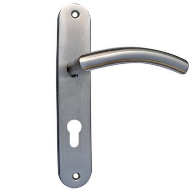 ensemble poignees de porte sur plaque entraxe 195 mm inox cylindre julia bricoman