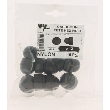 Cache ecrou hexa nylon noir m12 x10 - VISWOOD