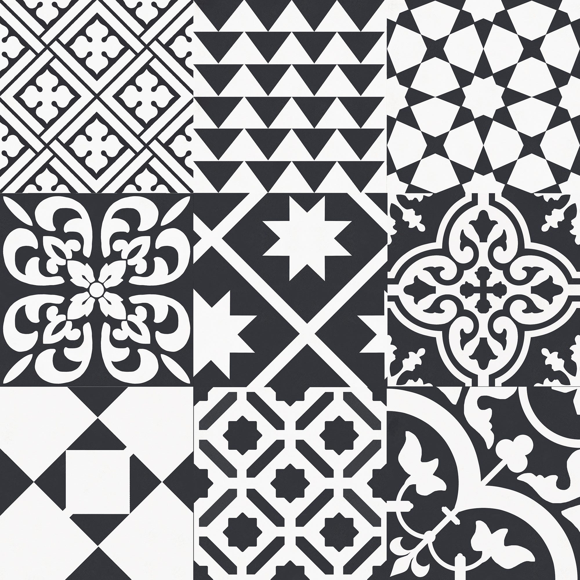 Carrelage intérieur sol et mur motif noir et blanc L.20 x L.20 cm New Wald 0