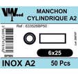 MANCHONS CYLINDRIQUE INOX A2 M6X25 X50