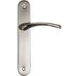 ENSEMBLE POIGNEES DE PORTE SUR PLAQUE ENTRAXE 195 MM TEDY ZAMAK NICKEL MAT CLE L