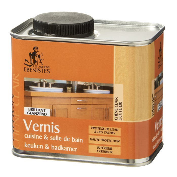 Vernis bois cuisine et salle de bain brillant chêne clair 450 ml - LES ANCIENS EBENISTES 0