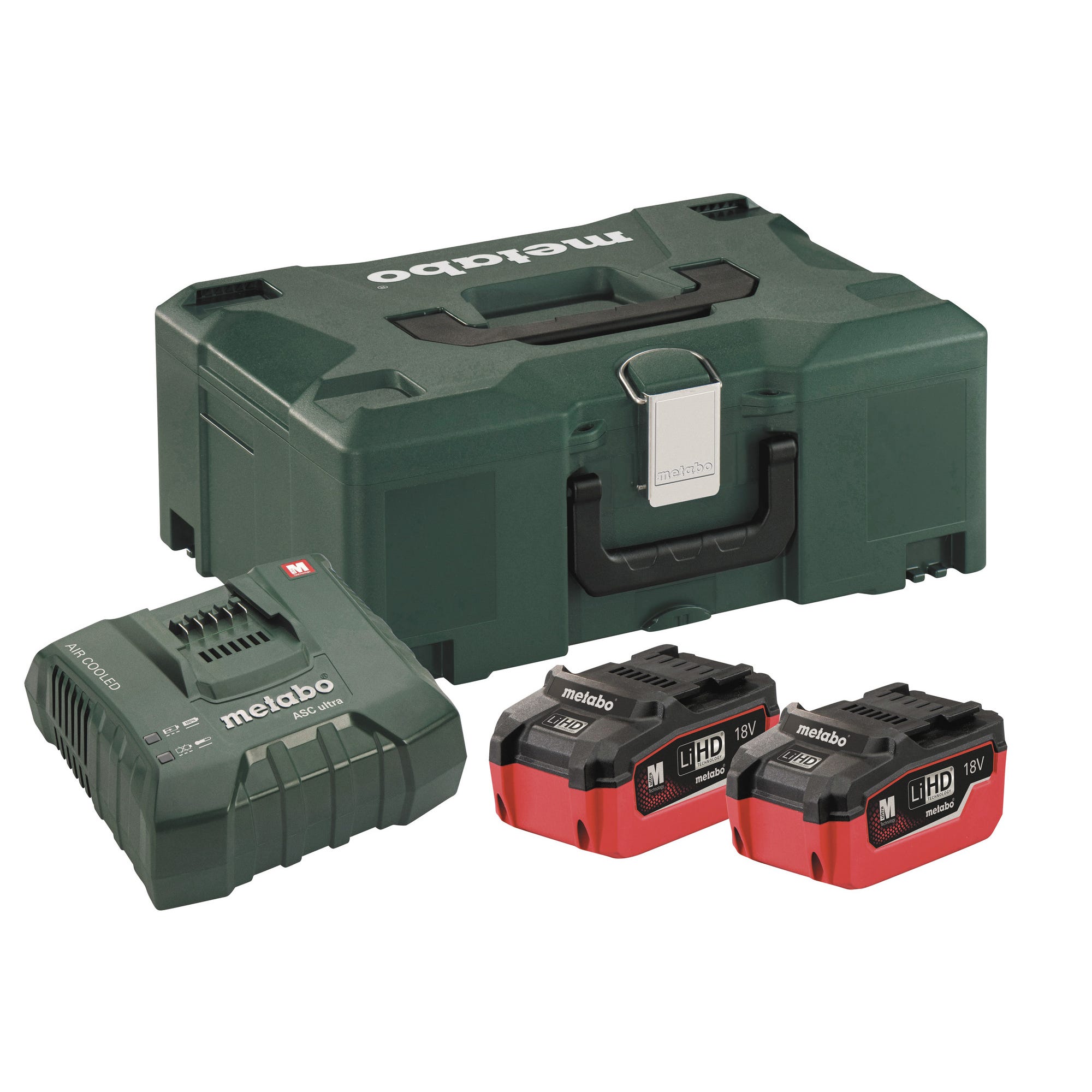 Pack 2 batteries 18V 5,5Ah LiHD + chargeur ultra rapide ASC 145 en coffret Metaloc - 685077000 METABO 0