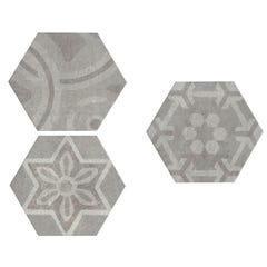 Parement hexagonal gris effet pierre l.15 x L.17,3 cm Cementi 3