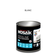 Peinture intérieure multi support acrylique mat blanc 0,5 L Mosaline - MOSAIK