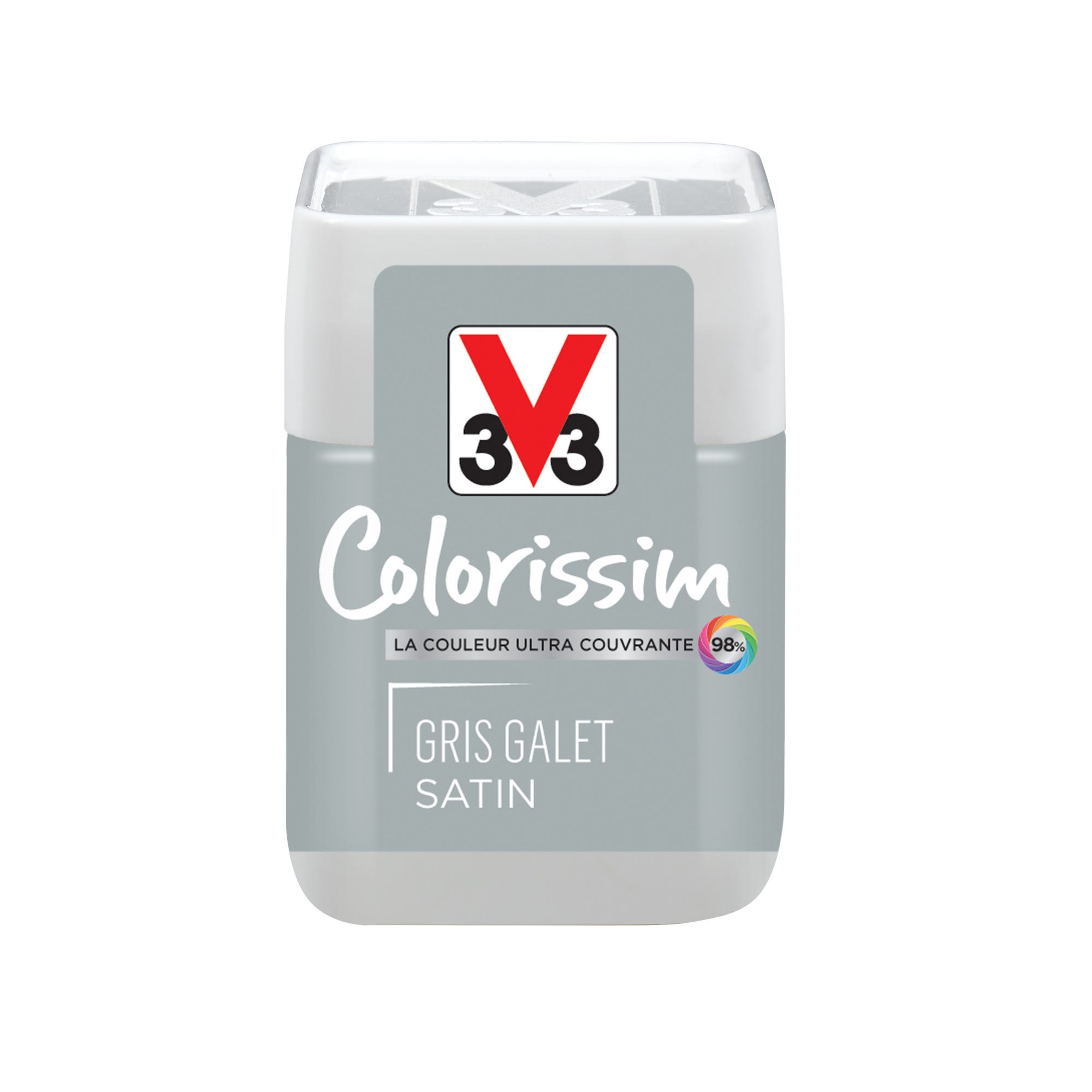 Peinture intérieure multi-supports testeur acrylique satin gris galet 75 ml - V33 COLORISSIM 0