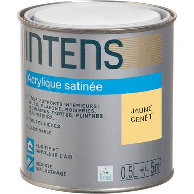 Peinture intérieure multi-supports acrylique monocouche satin jaune genet 0,5 L - INTENS 0