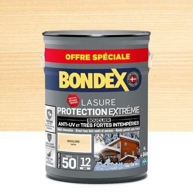 Lasure protection extrême 12 ans incolore 5 L + 20 % gratuit - BONDEX