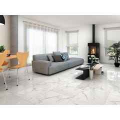 Carrelage intérieur blanc effet marbre l.60,8 x L.60,8 cm Casablanca 3