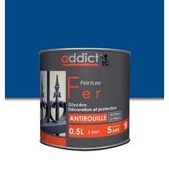 Peinture fer antirouille glycéro int/ext brillant marine 0.5 L - ADDICT