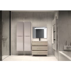 Meuble de salle de bain 3 tiroirs décor bois grisé l.80 x H.80 x P.45 cm BOREAL 0