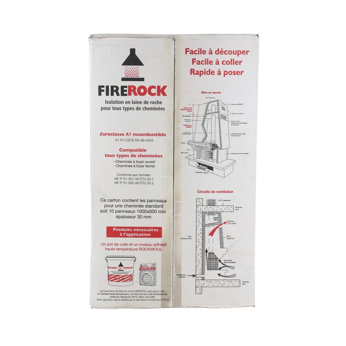 Panneau de laine de roche Firerock pour cheminée kraft L.100 x l.60 cm Ep.30 mm - ROCKWOOL 2