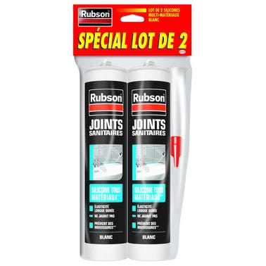 Lots de 2 cartouches silicone joint sanitaire RUBSON Blanc 280ml 0
