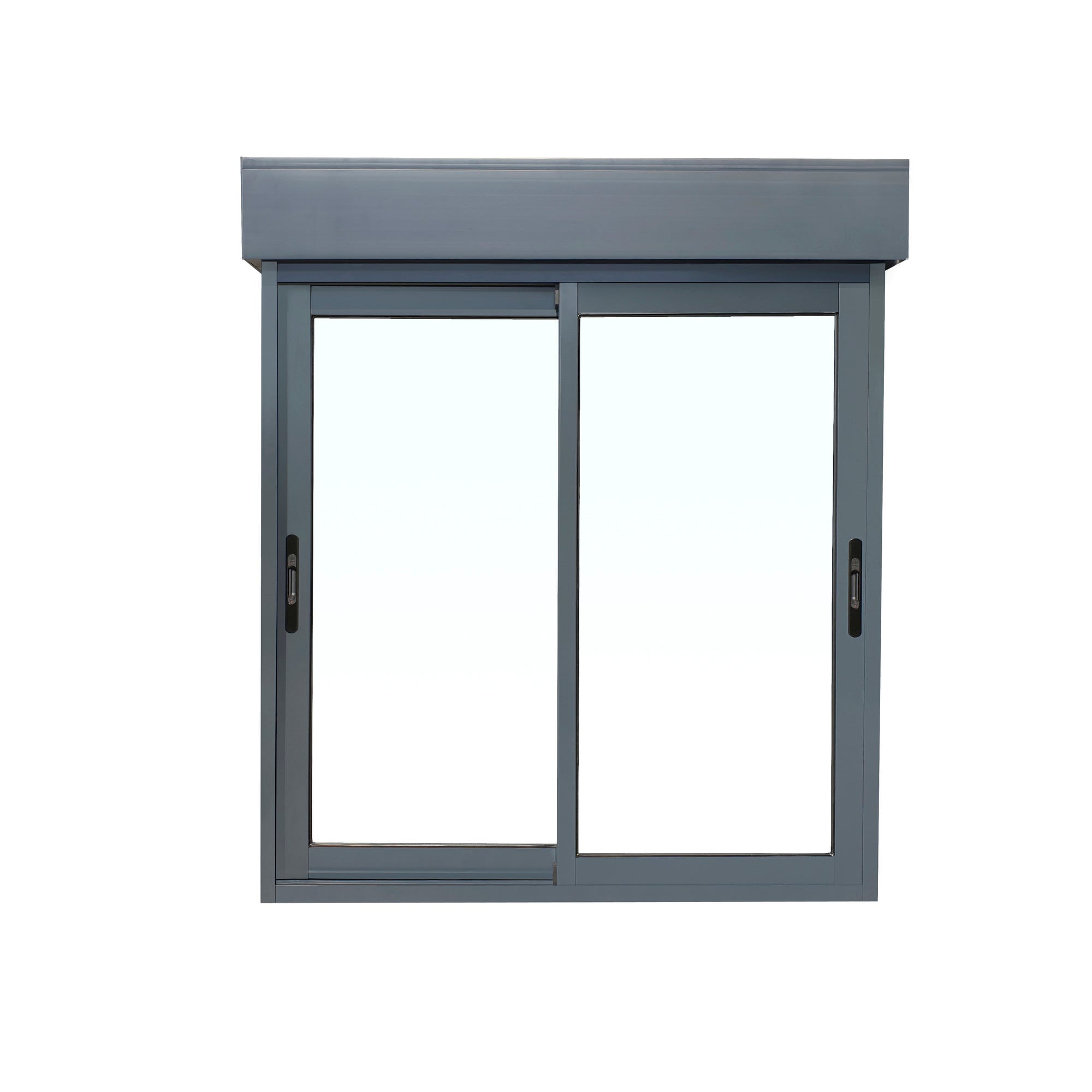 Fenêtre aluminium H.115 x l.100 cm coulissant 2 vantaux avec volet roulant intégré gris 0
