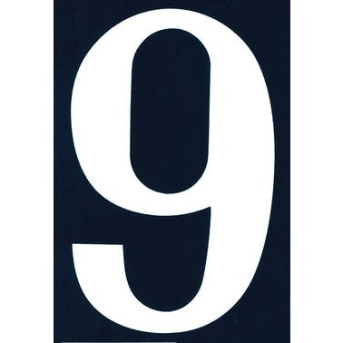 Numéro de rue "9" en PVC adhésif L.110 x l.75 mm - CHAPUIS 0