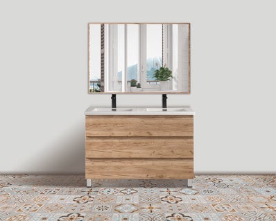 Plan Vasque Double Ceramique Blanc L 120 X H 15 X P 46 Cm Atlantis Bricoman