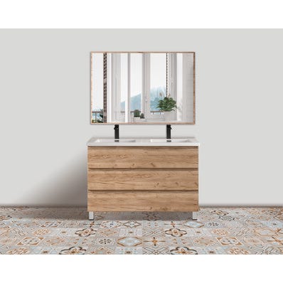 Plan Vasque Double Ceramique Blanc L 120 X H 15 X P 46 Cm Atlantis Bricoman