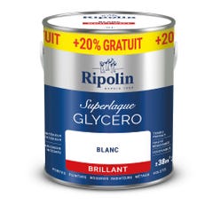 Peinture intérieure et extérieure multi-supports glycéro brillant blanc 2 L +20% - RIPOLIN 2
