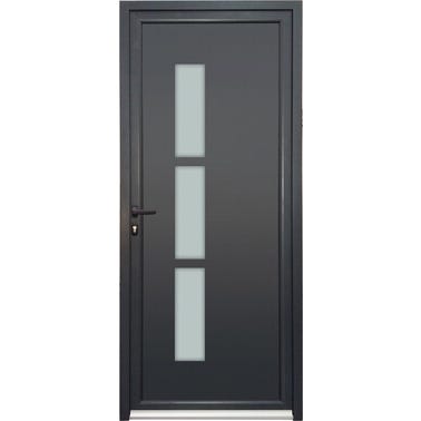 Porte d’entrée aluminium grise poussant gauche H.215 x l.90 cm Capri