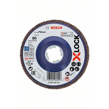 Disque à lamelles X-Lock grain 80 plateau plastique pour meuleuse X-Lock Diam.125 mm - BOSCH PROFESSIONNEL 0