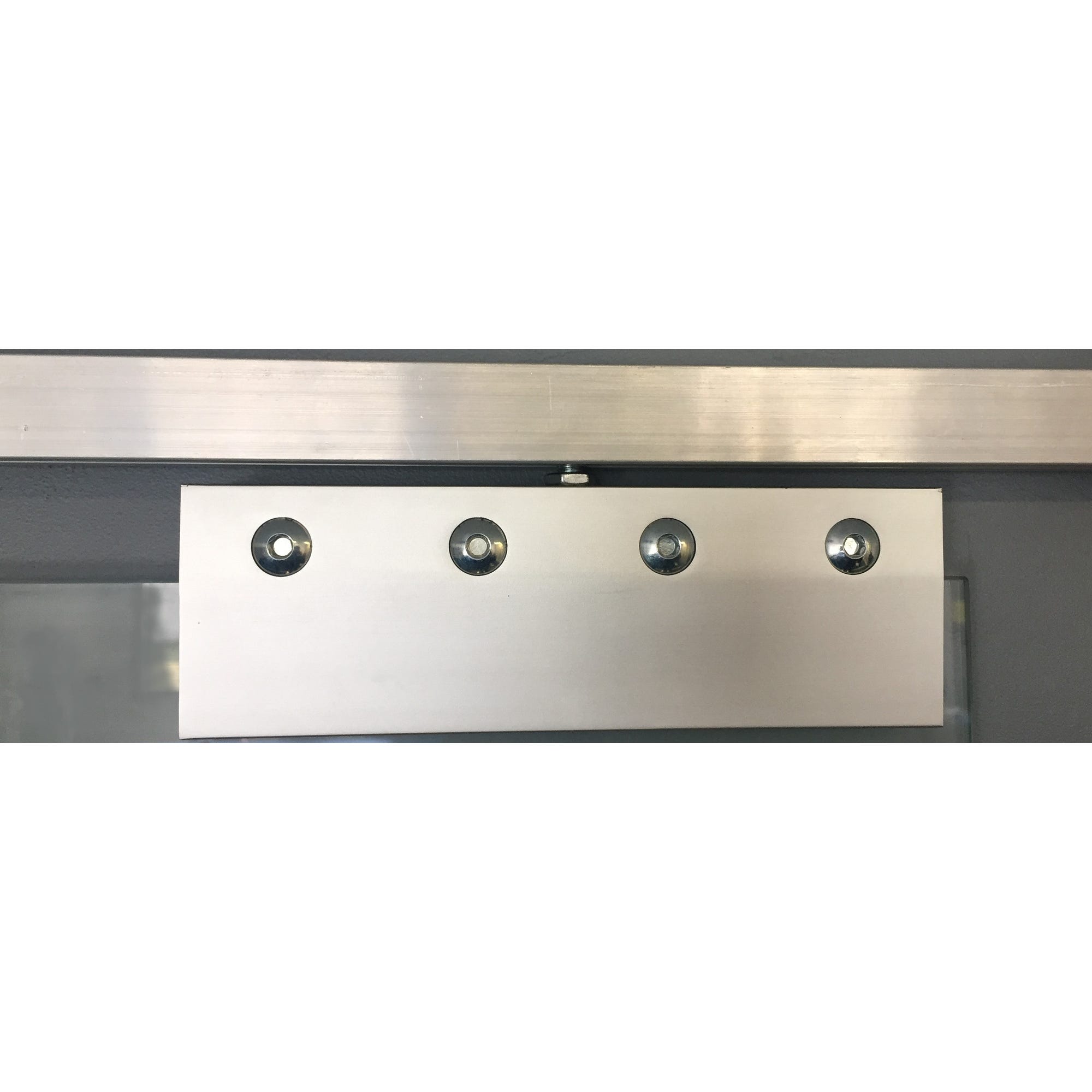 Rail pour porte coulissante Larg.93 cm maximum en applique aluminium gris 0