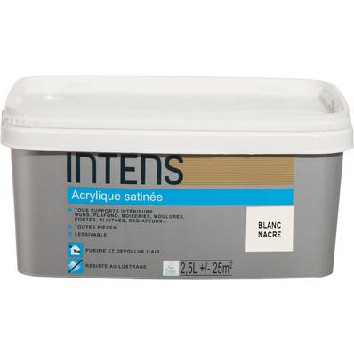Peinture intérieure multi-supports acrylique monocouche satin blanc nacre 2.5 L - INTENS 0