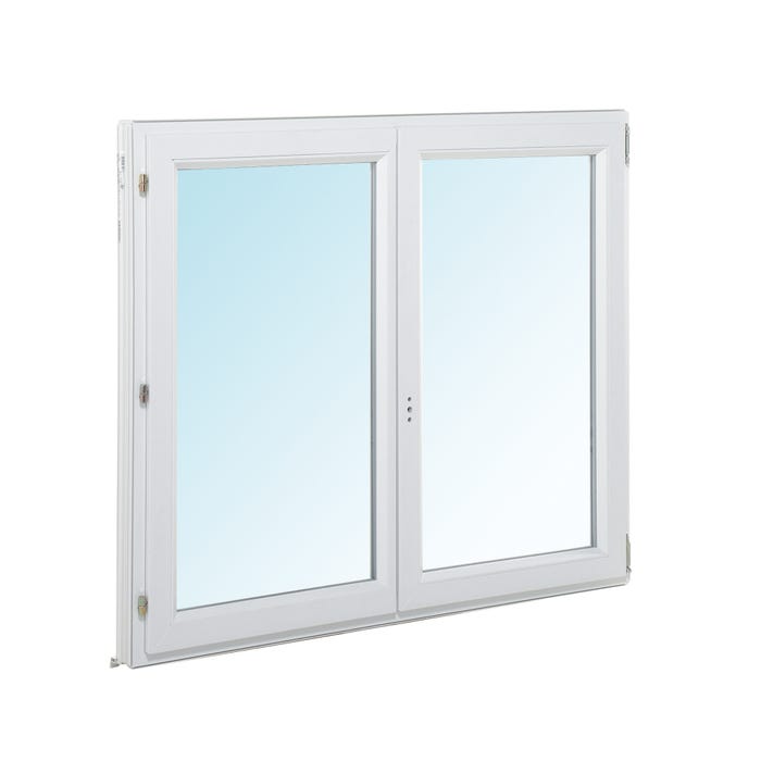 Fenêtre PVC H.115 x l.100 cm ouvrant à la française 2 vantaux blanc 0