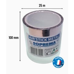 Ruban adhésif pour isolant mince métallisé Air'Stick Métal SOPREMA® 25m x 100mm