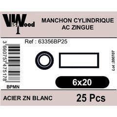 Manchons cylindrique zingué M6X20 x25 - VISWOOD