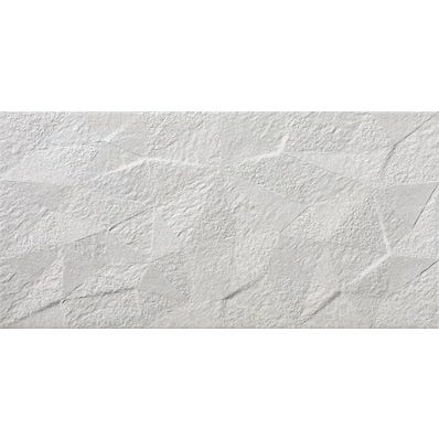 Faïence décor blanc relief l.29 x L.59 cm Lave rock 0
