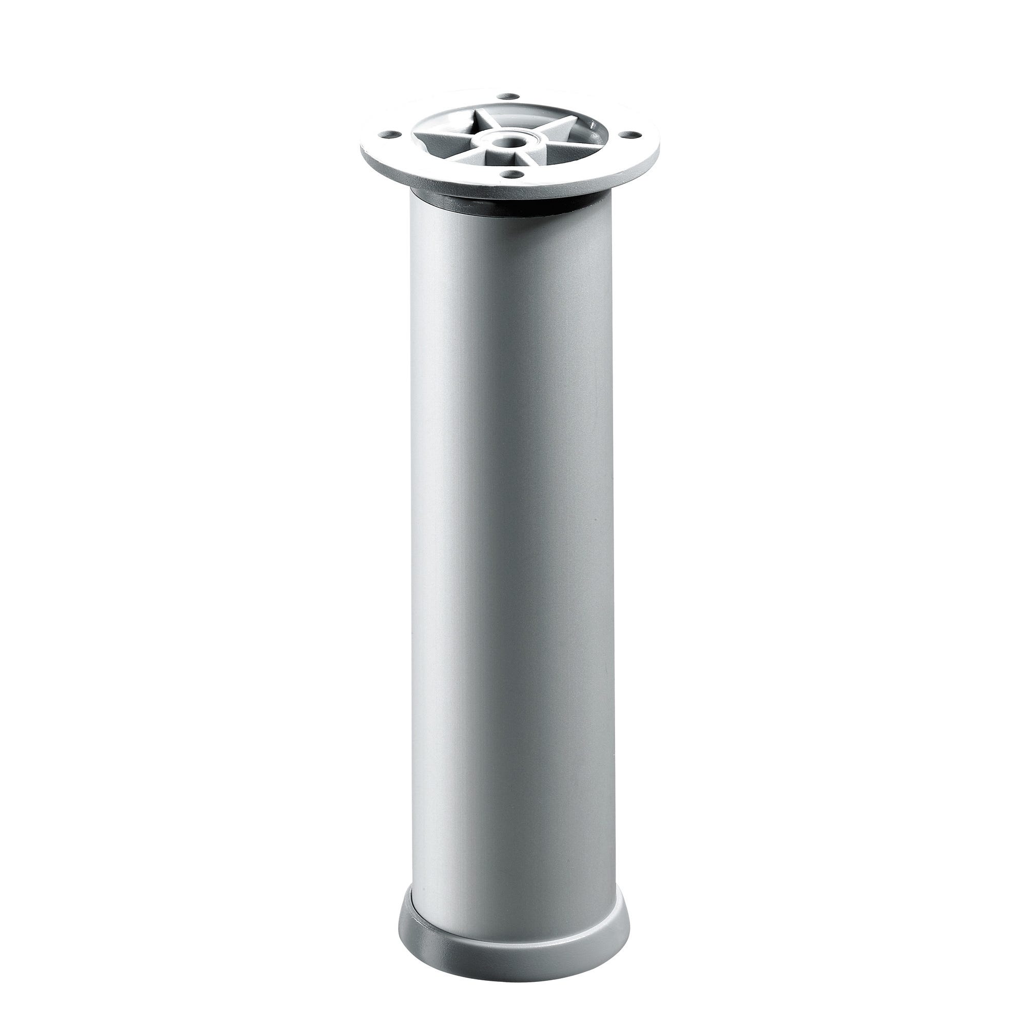 Pied de table rond aspect aluminium H. 20 à 23 cm Diam. 3 cm   - HETTICH 0