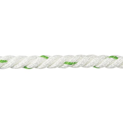 Corde cablée polyester blanc/vert 6 mm Long.1 m 0