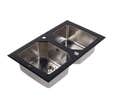 Evier encastrable en inox et verre noir 2 cuves - Expression