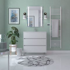 Caisson de salle de bain sur pieds 3 tiroirs l.80 x h.81 x p.45,5 cm décor blanc laqué ATOS 1