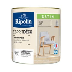 Peinture intérieure multi-supports acrylique satin beige wes 0,5 L Esprit déco - RIPOLIN 2