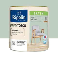 Peinture intérieure multi-supports acrylique satin vert palatine 0,5 L Esprit déco - RIPOLIN