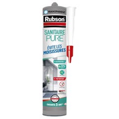 Mastic silicone sanitaire anti-fongique transparent 280 ml Pure - RUBSON 0