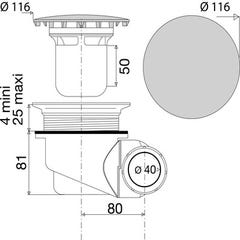 Bonde de douche La Goulue multidirectionnelle capot ABS pour receveur Ø 90  mm ❘ Bricoman
