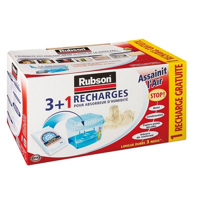 Lot de 4 recharges pour absorbeur d'humidité RUBSON ❘ Bricoman