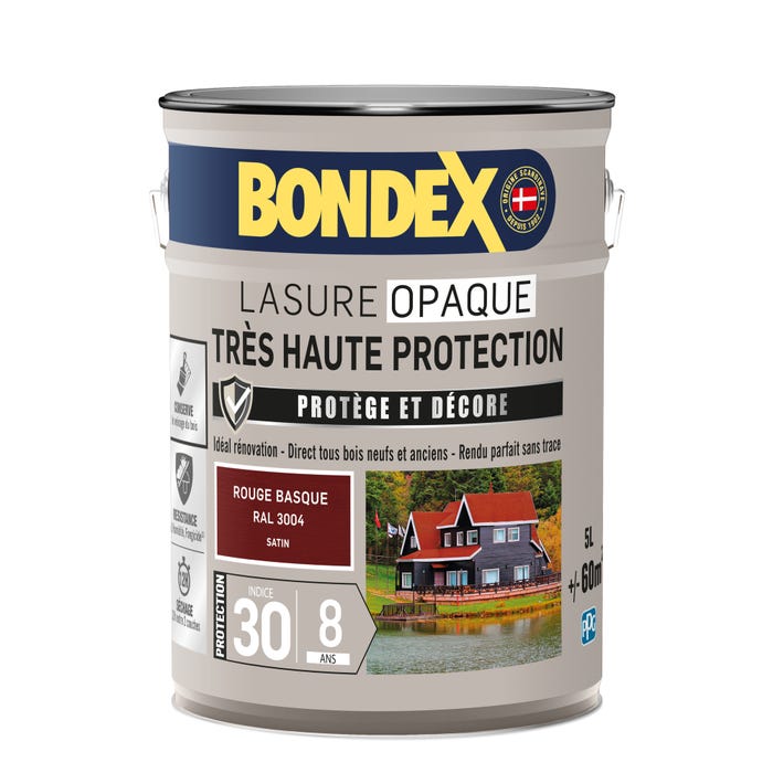 Lasure opaque très haute protection 8 ans rouge basque 5 L - BONDEX 2