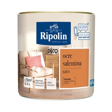 Peinture intérieure multi-supports acrylique satin ocre salentina 0,5 L Esprit déco - RIPOLIN
